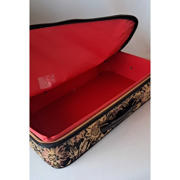 Vintage Small Floral Tapestry Suitcase Luggage Celebrity Of New York - Picture 8 of 11